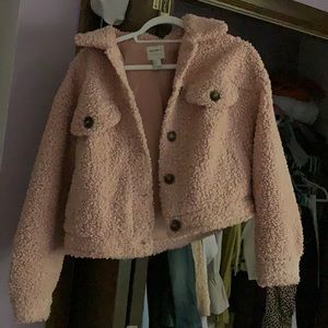 Forever 21 contemporary pink furry coat.